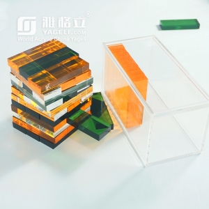 Vente en gros de blocs de tour de culbutage au néon acrylique avec boîte 