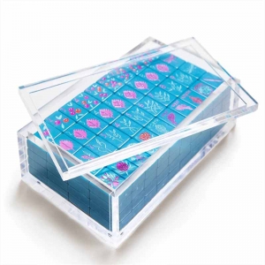 Couvercle coulissant transparent Lucite Mahjong Tiles Game Set Étui en acrylique 