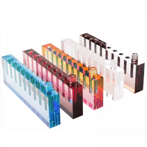 Judaica Hanukkah lucite menorah chanukiah colorée sur mesure 