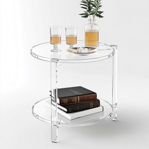 Table de bout moderne en acrylique transparent 