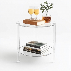 Table de bout moderne en acrylique transparent 