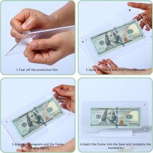 Support d'affichage de billets d'un dollar en acrylique 