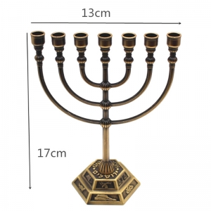 Bougeoirs en métal doré Judaica Menorah 7 branches 