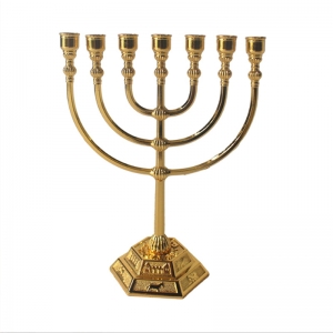 Bougeoirs en métal doré Judaica Menorah 7 branches 