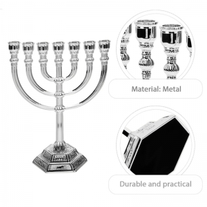 Bougeoirs juifs en métal argenté Menorah Judaica 