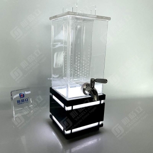Distributeur de boissons en acrylique transparent personnalisé avec robinet et lumière LED 