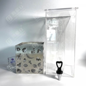 Distributeur de boissons en acrylique Lucite transparent avec base en acier inoxydable 