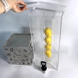 Distributeur de boissons en acrylique Lucite transparent avec base en acier inoxydable 