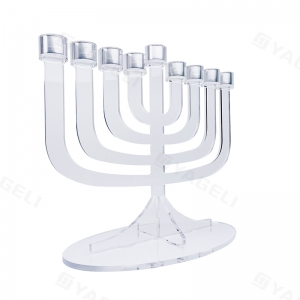 Menorah Hanoukka en acrylique Lucite transparent détachable à 9 branches 