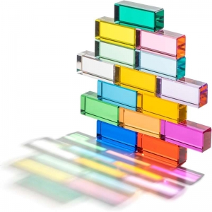 Blocs de bande acrylique en cristal arc-en-ciel Blocs de gemmes d'empilement rectangle 