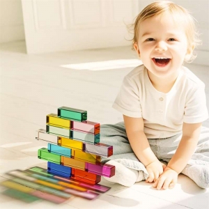 Blocs de bande acrylique en cristal arc-en-ciel Blocs de gemmes d'empilement rectangle 