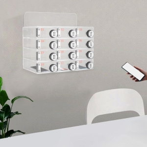 casier de stockage de téléphone portable acrylique avec serrures combinées 