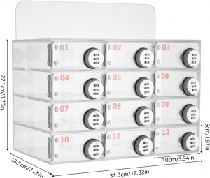 casier de stockage de téléphone portable acrylique avec serrures combinées 