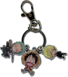 Porte-clés en métal One Piece Luffy, Zoro, Sanji 