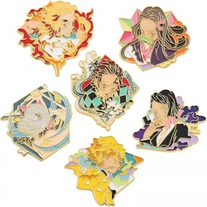ensemble de badges porte-clés en métal anime