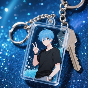 Porte-clés pendentif personnalisé en acrylique avec sables mouvants Mahjong 