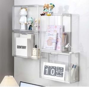 Vitrine transparente à 3 niveaux pour figurines 