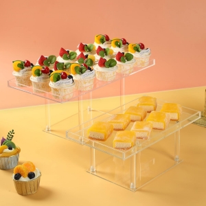 Présentoir à desserts en acrylique transparent en gros 