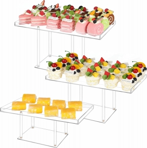 Présentoir à desserts en acrylique transparent en gros