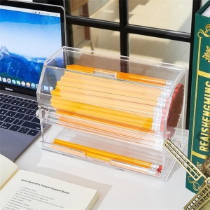 Boîte distributrice de crayons en acrylique transparent YAGELI 