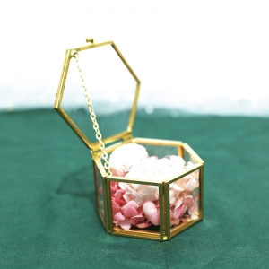 Boîte à bijoux hexagonale en verre personnalisée Yageli 