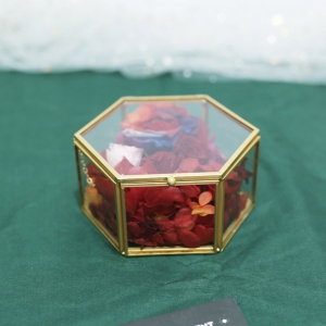 Boîte à bijoux hexagonale en verre personnalisée Yageli 