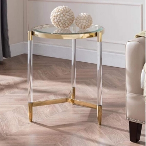 Table basse ronde moderne avec plateau en verre 