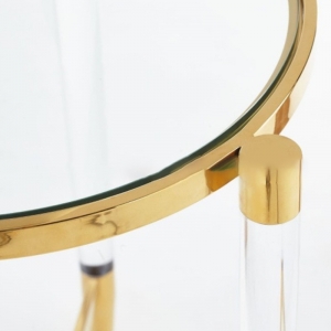 Table basse ronde moderne avec plateau en verre 
