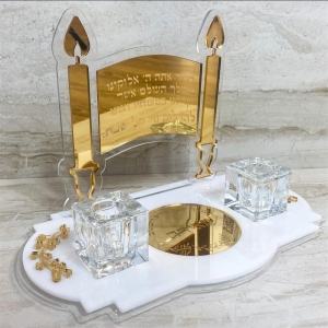 plateau porte-bougie de shabbat en acrylique