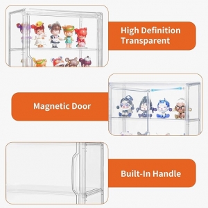 Vitrine en acrylique transparent avec séparateurs pour le rangement des figurines et objets de collection 