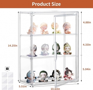 Vitrine en acrylique transparent avec séparateurs pour le rangement des figurines et objets de collection 