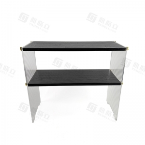 Étagère de bureau à 3 niveaux en bambou et acrylique cannelé 