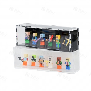Présentoir LEGO premium en acrylique noir et blanc – Vitrine double couche avec protection UV pour collectionneurs 