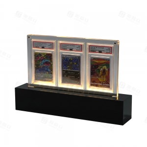 Présentoirs en acrylique à 3 emplacements avec éclairage LED pour cartes PSA gradées 