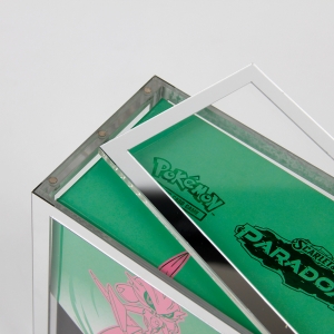 Boîte ETB de luxe en acrylique miroir argenté résistante aux UV avec étui magnétique 