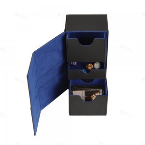 Boîte de rangement de jeu en cuir PU YAGELI avec porte-dés 