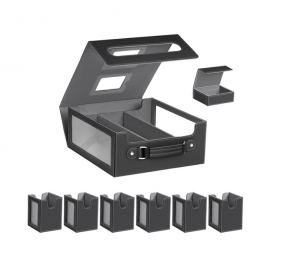 Boîte organisatrice de cartes multifonction en cuir PU pour rangement de cartes à collectionner 