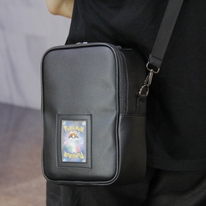 Sac bandoulière noir Oxford pour cartes à collectionner avec fenêtre d'affichage 