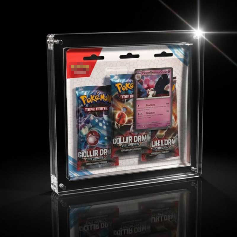 Vitrine en acrylique haut de gamme pour blisters de 3 paquets Pokémon : protection optimale pour les paquets scellés du JCC
